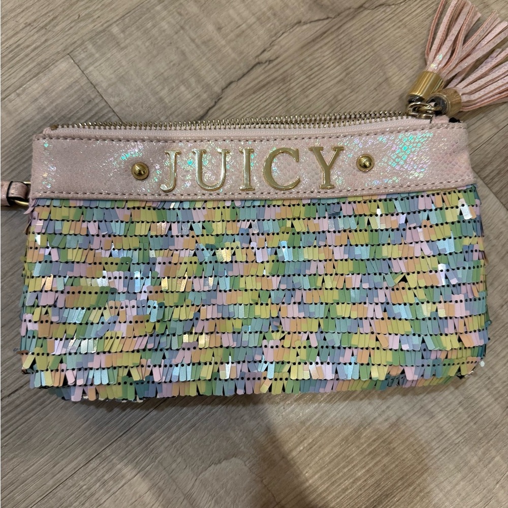 Juicy Couture Y2K Pastel Rainbow Sequin‎ Pouch / Wristlet - HTF